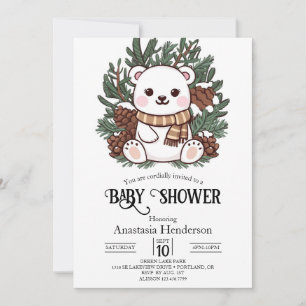 Convites Chá de fraldas digital adorável de Urso Polar