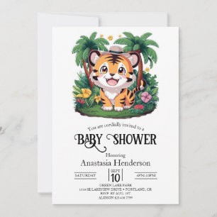 Convites Chá de fraldas digital Boho Colorido Tiger