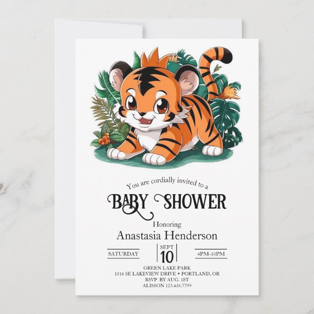 Convites Chá de fraldas digital bonito Boho Tiger (Frente)