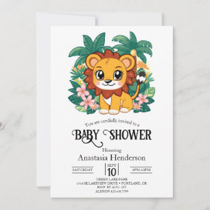 Convites Chá de fraldas digital Whimsical Dreamy Lion