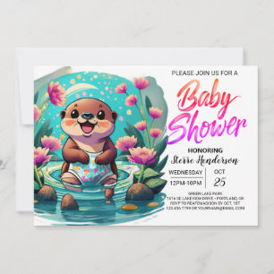 Convites Chá de fraldas digital Whimsical Otter