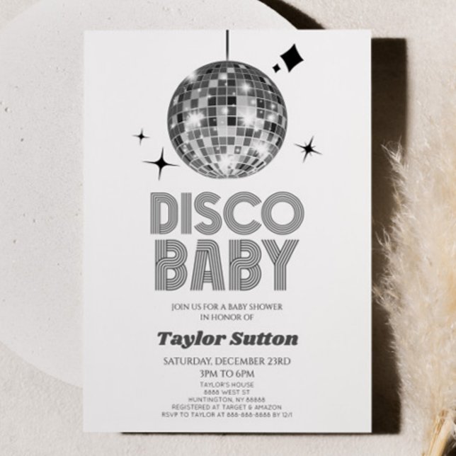 Convites Chá de fraldas 'Disco Baby' da Silver Disco Ball (Criador carregado)