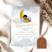 Chá de fraldas do Anjo Africano Azul Stars Moon