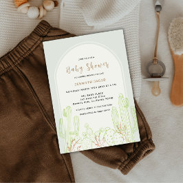 Convites Chá de fraldas do Arco Boho Cactus, Minimalista Ve