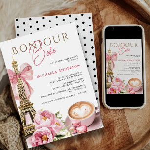 Convites Chá de fraldas do Arco Bonjour Bébé Watercolor