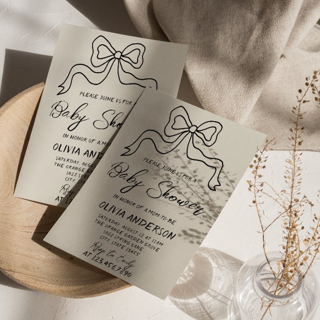 Convites Chá de fraldas do Arco de Fita Desenhada Retroativ (Criador carregado)