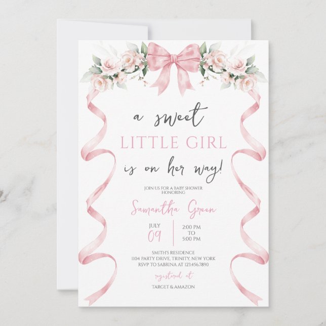 Convites Chá de fraldas do Arco rosa (Frente)