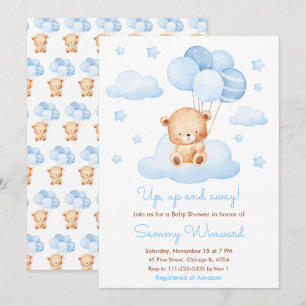 Convites Chá de fraldas do Balão Azul para Cima e Longa