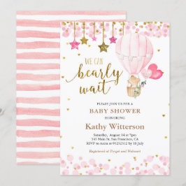 Convites Chá de fraldas do balão de ar quente Bear e Twinkl