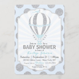 Convites Chá de fraldas do balão de ar quente dos azuis