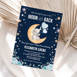 Convites Chá de fraldas do balão de elefante azul Lua e cau
