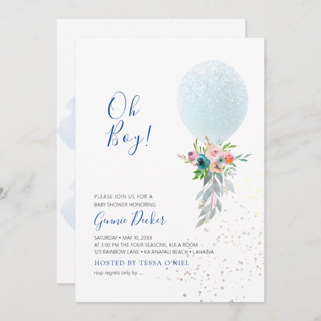 Convites Chá de fraldas do Balão PixDezines (Frente/Verso)