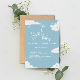 Convites Chá de fraldas do bebê OH Minimalista Azul
