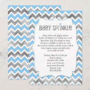 Convites Chá de fraldas do Blue Silver Baby Sprinkle convid