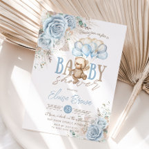 Chá de fraldas do Boho Blue Floral Pampas Teddy Be