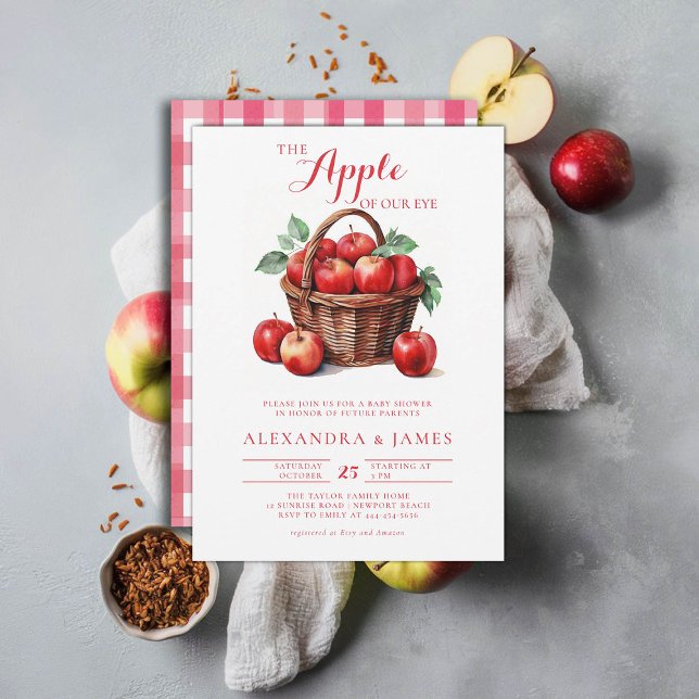 Convites Chá de fraldas do Casal do Codificador de Maçã de  (harvest baby shower invitation coed couple fall autumn apple of our eye gender neutral modern)