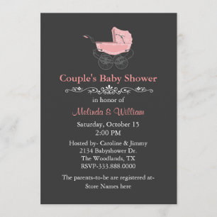 Convites Chá de fraldas do Casal do Estilo de Vintage Cinz