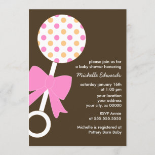 Convites Chá de fraldas do chocalho das bolinhas