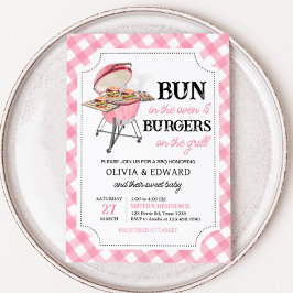 Convites Chá de fraldas do CHURRASCO do Burger Rosa