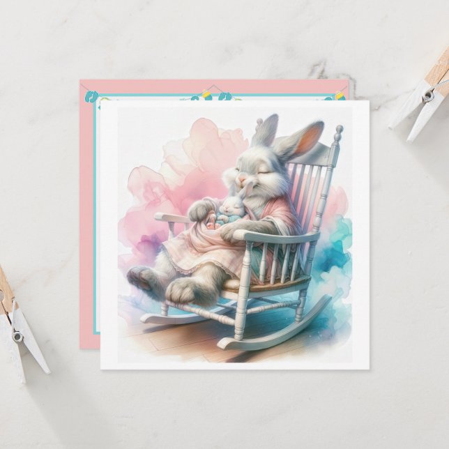 Convites Chá de fraldas do Coelho Mãe (Frente/Verso In Situ)