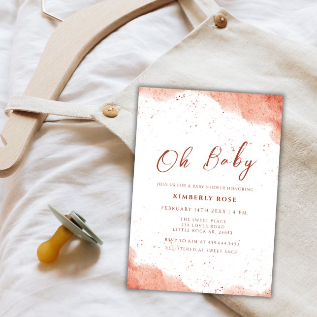 Convites Chá de fraldas do deserto de Terracotta Boho Minim (Minimalist Terracotta Boho Desert Baby Shower Invitation)