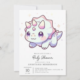 Convites Chá de fraldas do Dinossauro Majestoso Pastel