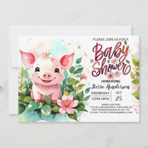 Convites Chá de fraldas do Floral Fazenda Adventure Piglet