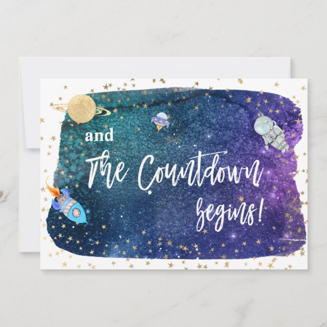 Convites *~* Chá de fraldas do foguete espacial Astronauta (Frente)