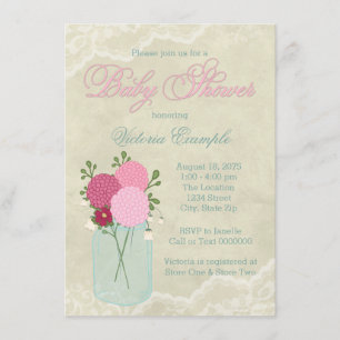 Convites Chá de fraldas do frasco de pedreiro