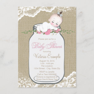 Convites Chá de fraldas do frasco de pedreiro de