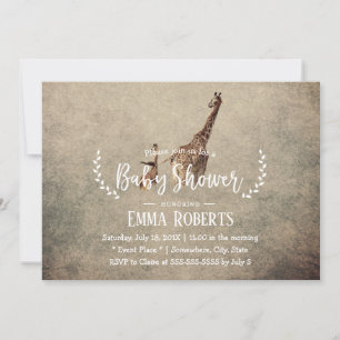 Convites Chá de fraldas do girafa do safari do vintage