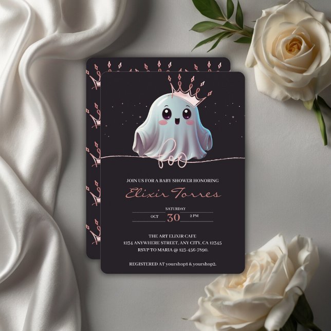 Convites Chá de fraldas do Halloween Little Boo Fantasma (Criador carregado)