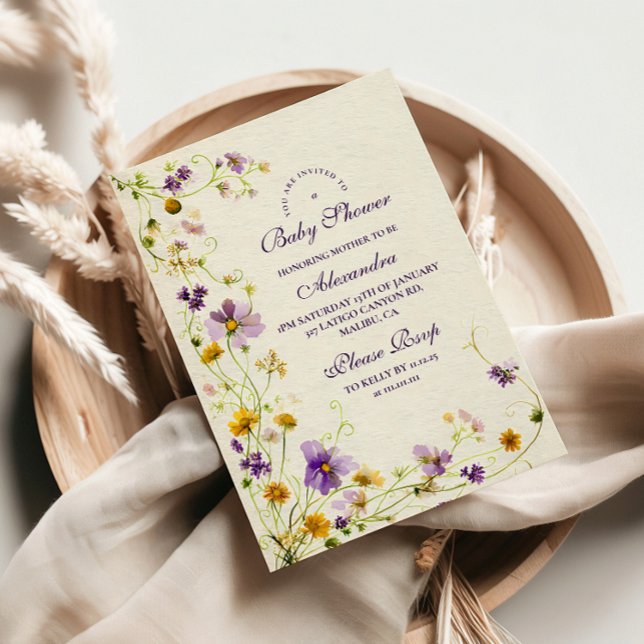 Convites Chá de fraldas do Jardim de Flores Selvagens (Criador carregado)