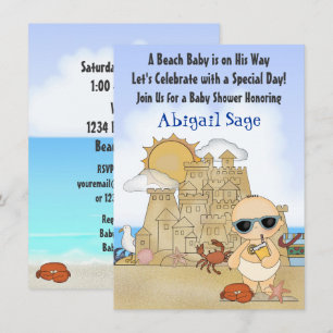 Convites Chá de fraldas do legal Beach Baby Sandcastle