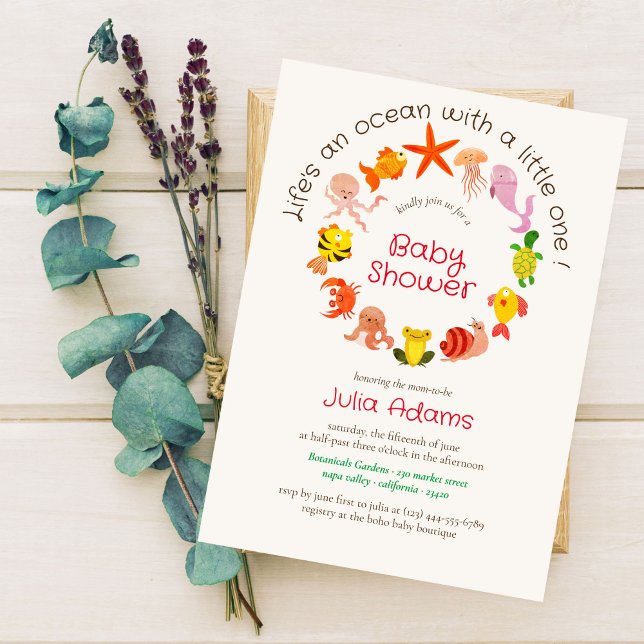 Convites Chá de fraldas do mar náutico subaquático (Criador carregado)