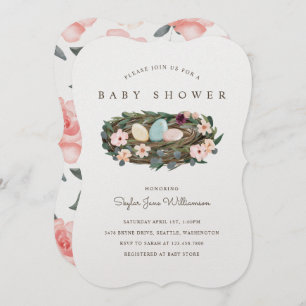 Convites Chá de fraldas do ninho da Boêmia Floral da Waterc