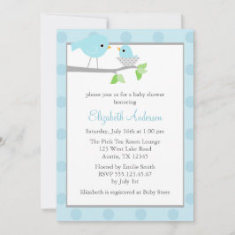 Convites Chá de fraldas do Ninho de Pássaros Azuis