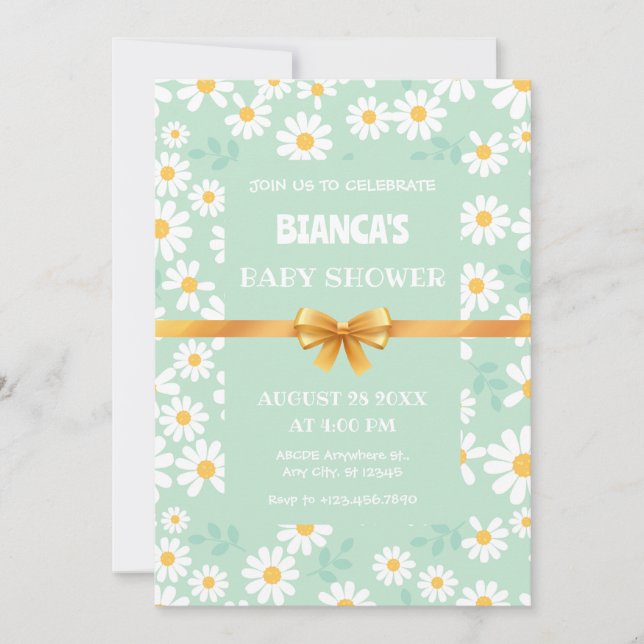 Convites Chá de fraldas DO PADRÃO DA FLOR (Frente)