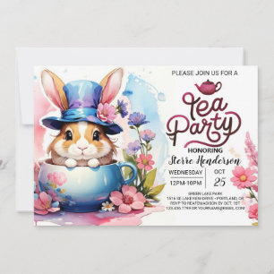 Convites Chá de fraldas do Partido Bunny Tea