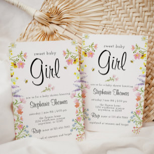 Convites Chá de fraldas do Partido Jardim de Flores Selvag