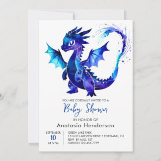Convites Chá de fraldas do Pastel Digital Dragon Boy
