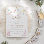 Convites Chá de fraldas do Pastel Winter Wonderland CHURRAS<br><div class="desc">Este design de Chá de fraldas da Pastel Winter Wonderland Invitation é um adorável conto de fadas de açúcar pastel, com um fundo branco minimalista limpo para textos em preto e ouro marrom com roteiro manuscrito, criando um estilo moderno simples e neutro. Este arranjo clássico é adoçadamente embelezado com alegres...</div>