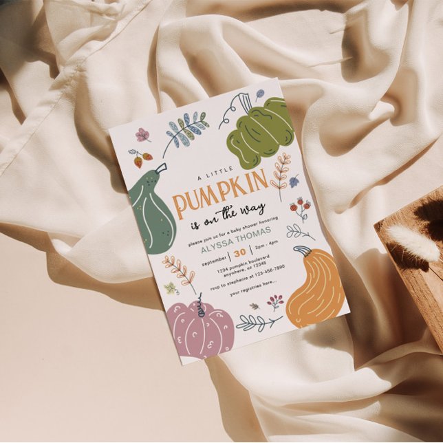 Convites Chá de fraldas do Patch da Abóbora de Queda (Criador carregado)