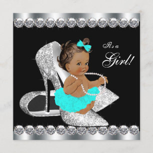 Convites Chá de fraldas do pequeno almoço do preto azul da