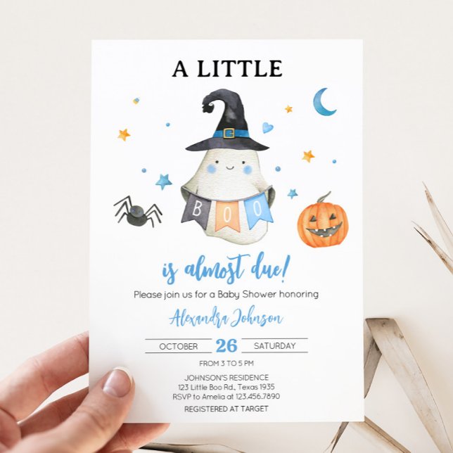 Convites Chá de fraldas do Pequeno Boo Fantasma do Hallowee (Halloween Baby Shower Invitation
)