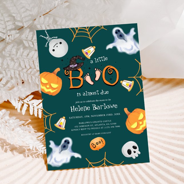 Convites Chá de fraldas do Pequeno Boo Halloween (Halloween Little Boo Baby Shower Invitation)