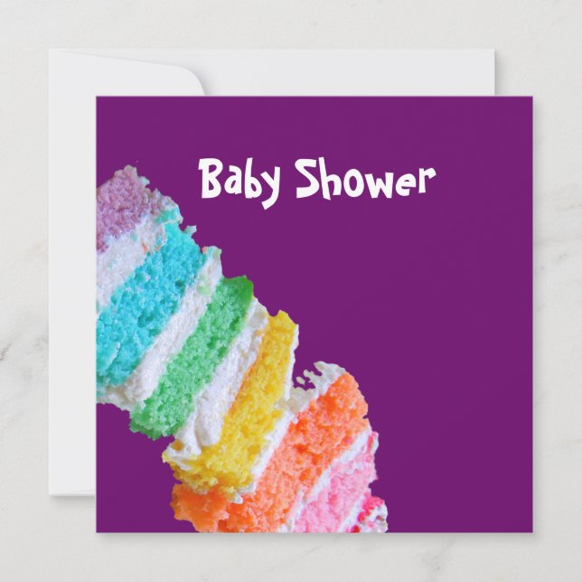 Convites Chá de fraldas do Rainbow Cake (Frente)