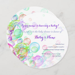 Convites Chá de fraldas do Rainbow Soap Bubbles