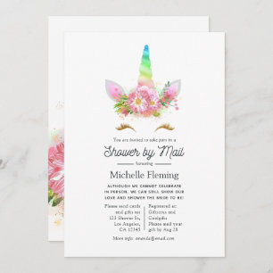 Convites Chá de fraldas do Rainbow Unicorn por Mail