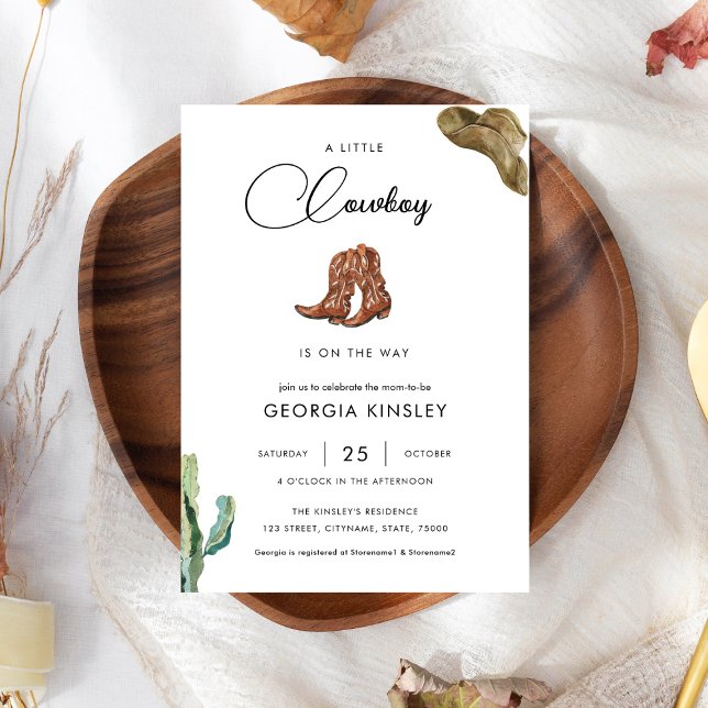 Convites Chá de fraldas do Rodeo Ocidental do Rodeo do Texa (Criador carregado)